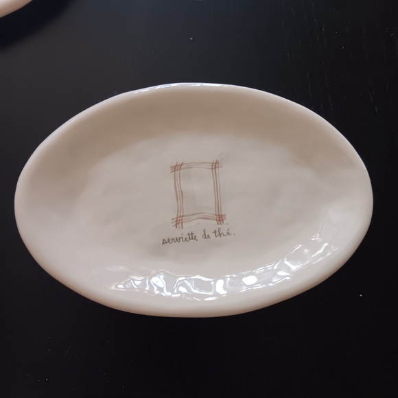 Rae Dunn Retired French Sketch Boutique Paris café Set of 5 Appetizer Pl…